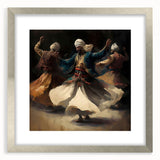 Abstract figurative wall art in a sleek silver frame with a white mat, showcasing modern design elements that enhance contemporary home decor aesthetics.