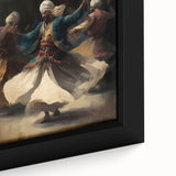 Close-up of a framed abstract figurative wall art piece showcasing vibrant colors and intricate details, perfect for modern home decor enhancement. Ideal for art enthusiasts seeking unique statement pieces.