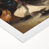 Abstract figurative wall art on rolled canvas, showcasing vibrant colors and bold shapes, perfect for modern home decor. Packaged securely in a cardboard tube.