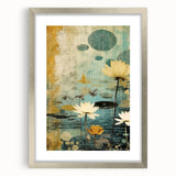 Abstract floral wall art framed in silver, showcasing vibrant colors and intricate designs, ideal for modern home decor. Perfect for enhancing interior aesthetics.