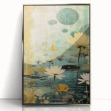 Framed abstract floral wall art in vibrant colors with a sleek silver frame, showcasing a modern design perfect for enhancing contemporary home decor.