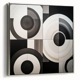 Abstract geometric framed canvas artwork showcasing a sleek silver frame with a modern design, perfect for contemporary home decor. The geometric shapes and clean lines add a stylish touch to any interior space, creating a sophisticated focal point.