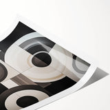 Abstract geometric rolled print showcasing vibrant colors and intricate patterns, perfect for modern decor, packaged securely in a durable tube for safe delivery.