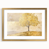 Abstract landscape wall art framed with a gold mat, showcasing vibrant colors and textures, perfect for modern home decor. Ideal for enhancing interior aesthetics.