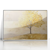 Framed acrylic wall art depicting an abstract landscape with vibrant colors, featuring soft blues, greens, and whites, ideal for modern home decor.