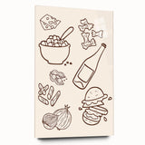 Large abstract wall art on acrylic glass featuring swirling hues of blue and gold, ideal for bedroom or dining room decor.