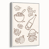 Vintage poster art of colorful cocktails on a black background, printed on extra large framed canvas.