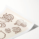 Extra large rolled print featuring line art flowers in black on a white background, ideal for large living room wall art.