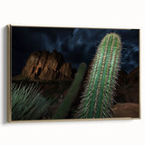 Framed canvas artwork depicting a stunning canyon landscape with golden accents, showcasing intricate details and vibrant colors, perfect for home decor.