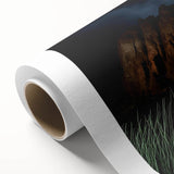 Stunning landscape canvas print showcasing vibrant canyons in rich earth tones, rolled for easy shipping and framed display, perfect for home decor.