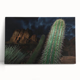 Stretched canvas artwork depicting a vibrant landscape of canyons, showcasing rich earthy tones and dramatic rock formations, perfect for home decor.