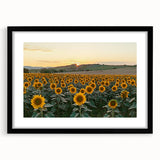 Framed landscape artwork showcasing a serene countryside scene, accented with a black mat, ideal for home decor and art enthusiasts. The elegant design enhances any interior space.