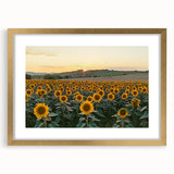 Gold-framed landscape art print showcasing a serene countryside scene, elegantly matted for an enhanced display. Ideal for home decor or art collectors.