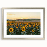 Framed countryside landscape artwork with a silver mat, showcasing a serene rural scene in vibrant colors, perfect for home decor. Ideal for nature lovers.