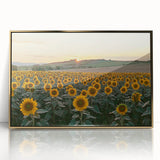 Framed acrylic artwork showcasing a vibrant countryside landscape with golden accents, ideal for home decor. Perfect for adding a touch of elegance to any room.