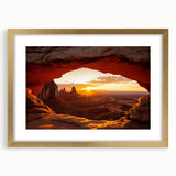 Desert landscape artwork framed in elegant gold, showcasing rich earth tones and intricate details, ideal for enhancing home decor with a touch of nature.