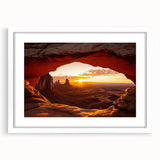 Framed desert landscape artwork with a white mat, showcasing vibrant colors and intricate details, perfect for enhancing modern home decor aesthetics.