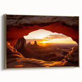 Framed canvas artwork depicting a serene desert landscape with golden hues, showcasing intricate details and textures, perfect for enhancing home decor.