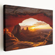 Stretched canvas artwork showcasing a vibrant desert landscape with rich colors and intricate details, perfect for enhancing home decor with a serene, natural theme.