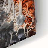 Large abstract wall art in mid-century modernist style on acrylic glass, featuring swirling neutral tones.