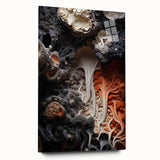 Large abstract wall art on acrylic glass featuring swirling blue and gray tones.