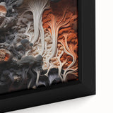 Close-up of textured black wall art on canvas featuring colorful abstract elements, ideal for large living room decor.