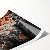 Extra large wall art featuring line art flowers in monochrome, printed on rolled canvas.