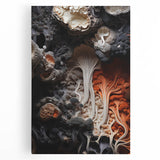 Black and white close-up photo of natural elements on large stretched canvas, ideal for kitchen wall art.