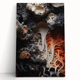 Black and white close-up of natural elements on stretched canvas, ideal for kitchen wall art.