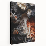 Large stretched canvas featuring close-up natural elements in muted earth tones, suitable for kitchen wall art.