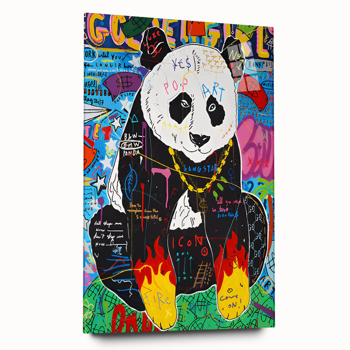 Vibrant Pop Art Wall Art – Colorful Fire Panda Canvas