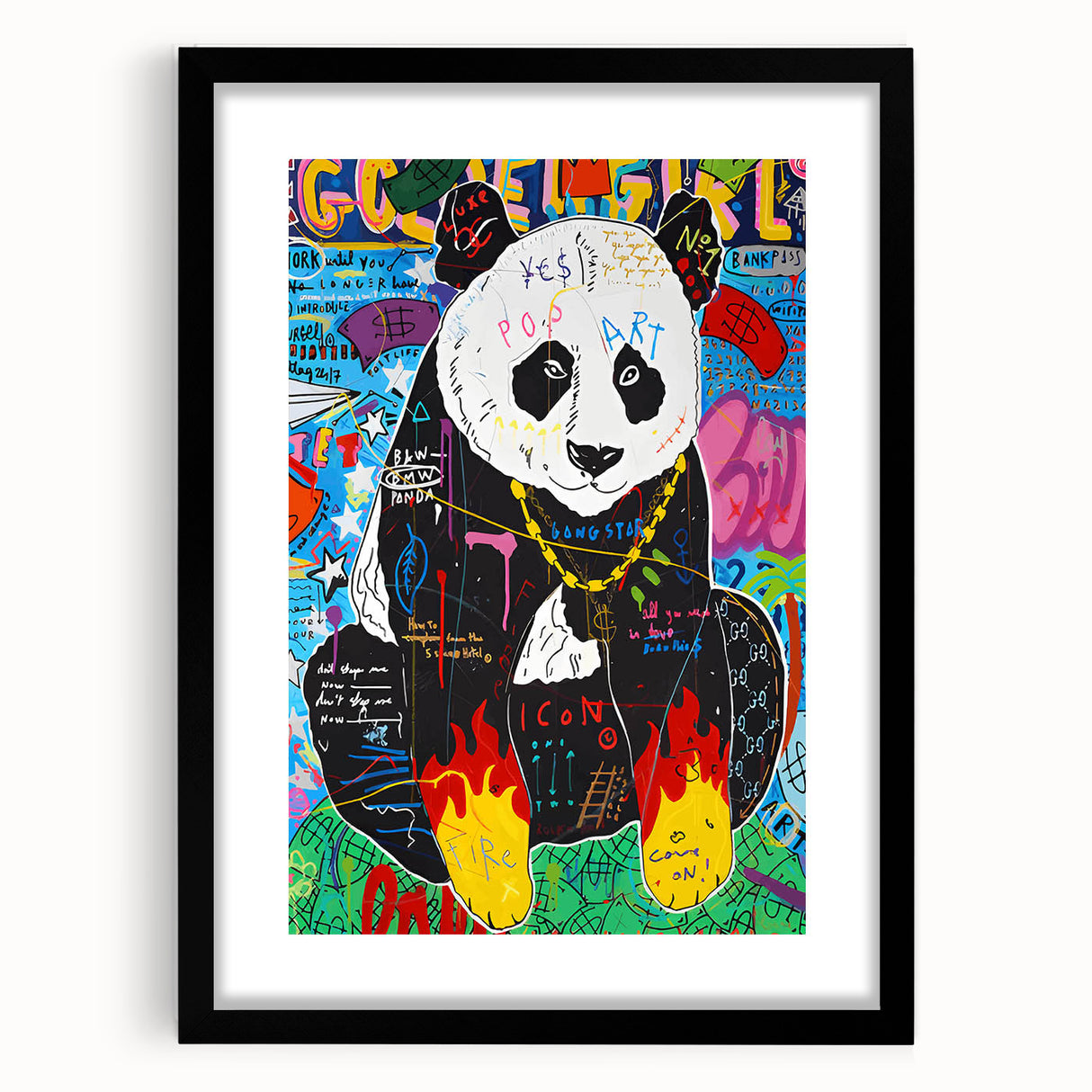 Vibrant Pop Art Wall Art – Colorful Fire Panda Canvas