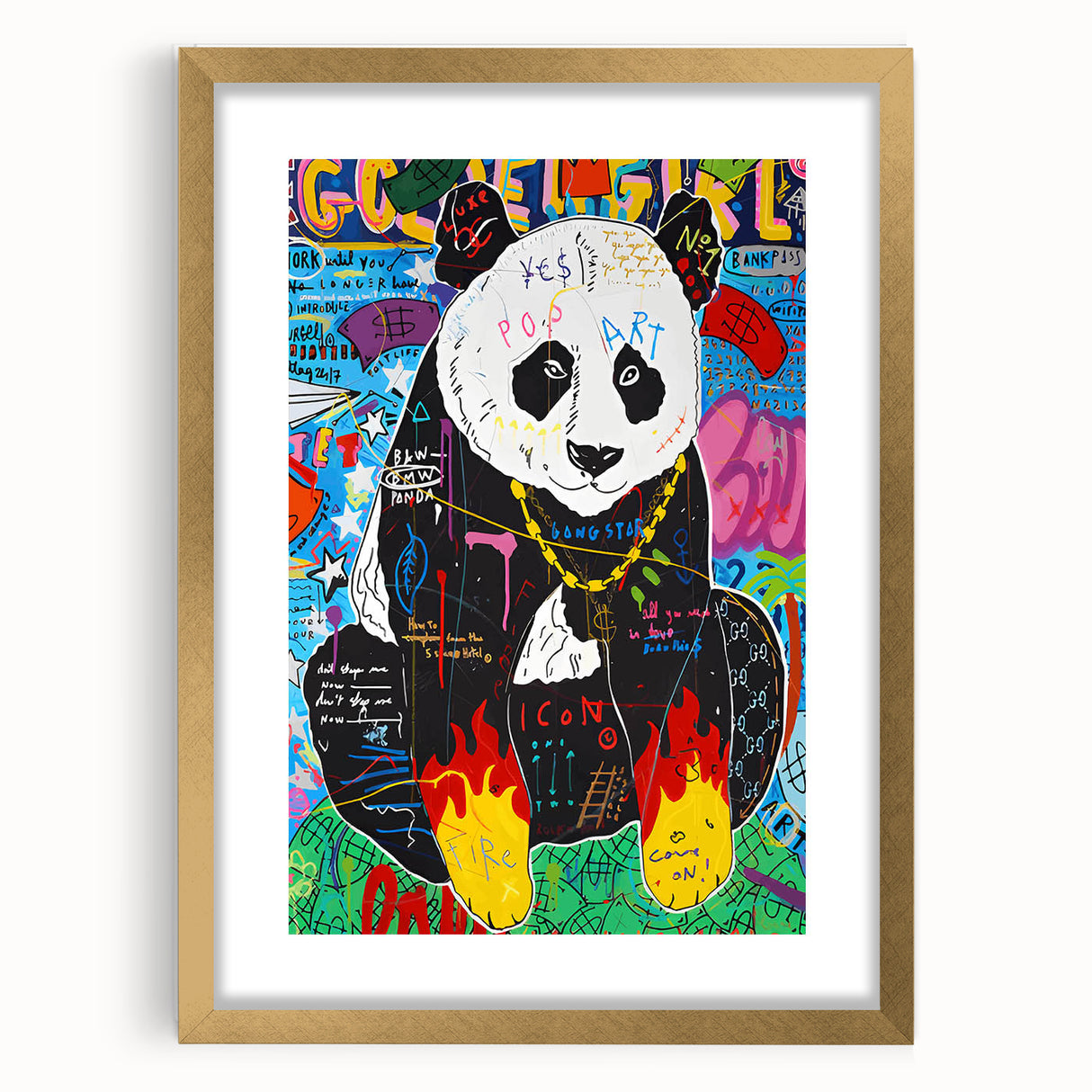 Vibrant Pop Art Wall Art – Colorful Fire Panda Canvas