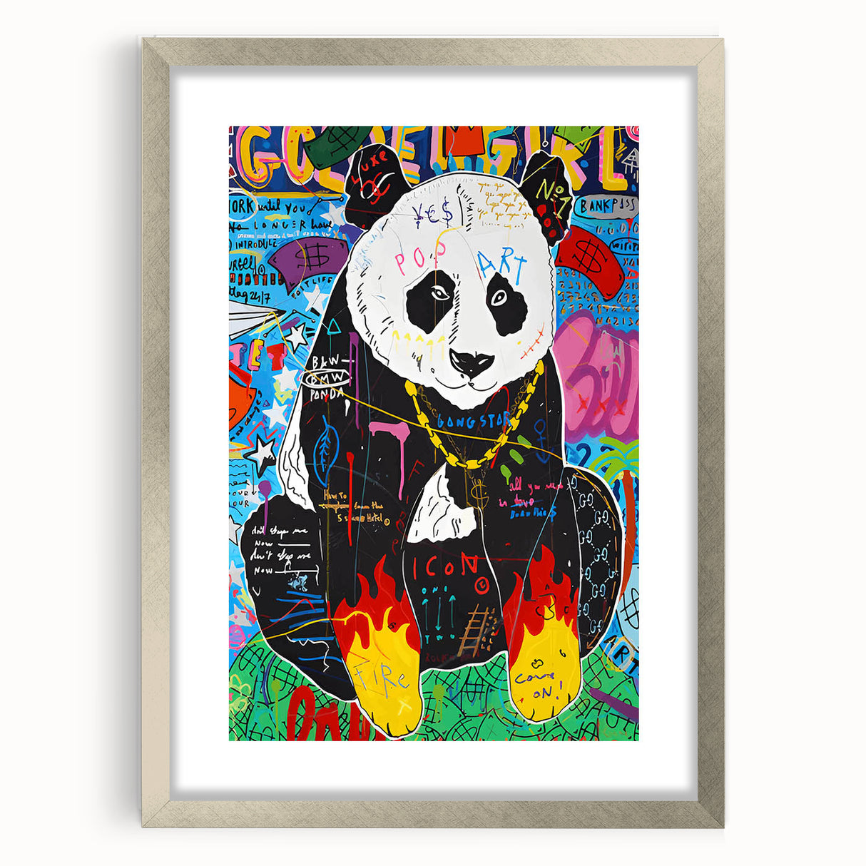 Vibrant Pop Art Wall Art – Colorful Fire Panda Canvas