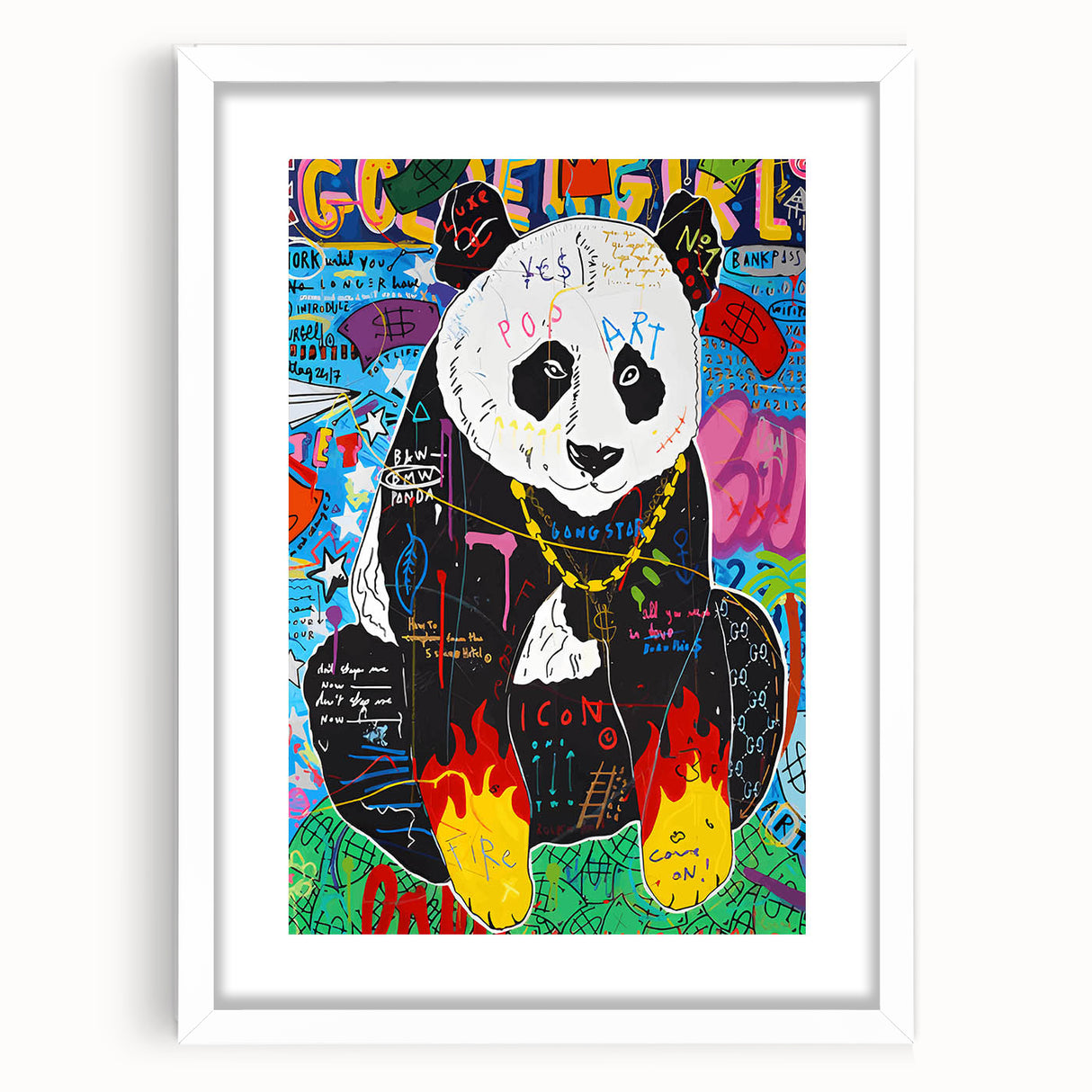 Vibrant Pop Art Wall Art – Colorful Fire Panda Canvas
