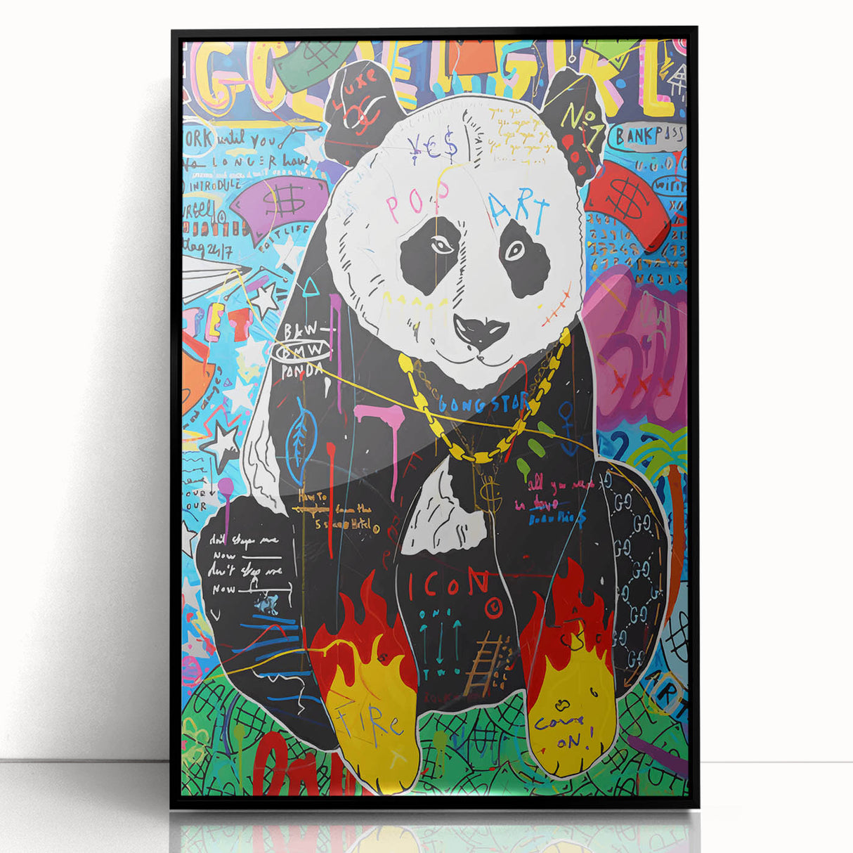 Vibrant Pop Art Wall Art – Colorful Fire Panda Canvas