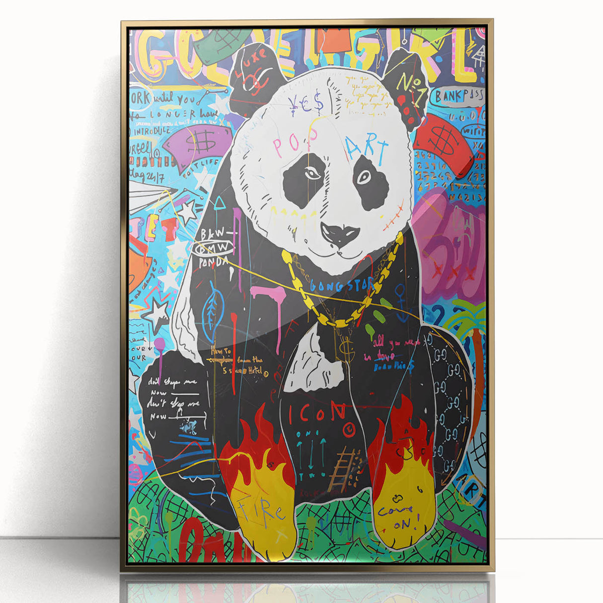 Vibrant Pop Art Wall Art – Colorful Fire Panda Canvas
