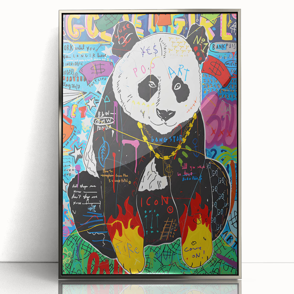Vibrant Pop Art Wall Art – Colorful Fire Panda Canvas