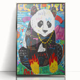 Vibrant Pop Art Wall Art – Colorful Fire Panda Canvas