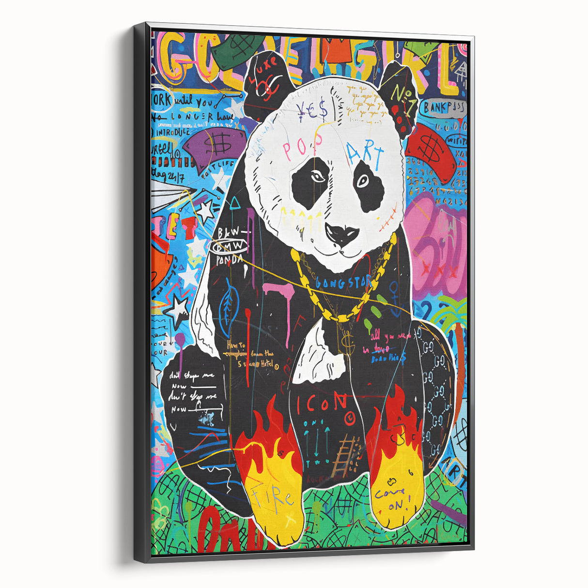 Vibrant Pop Art Wall Art – Colorful Fire Panda Canvas