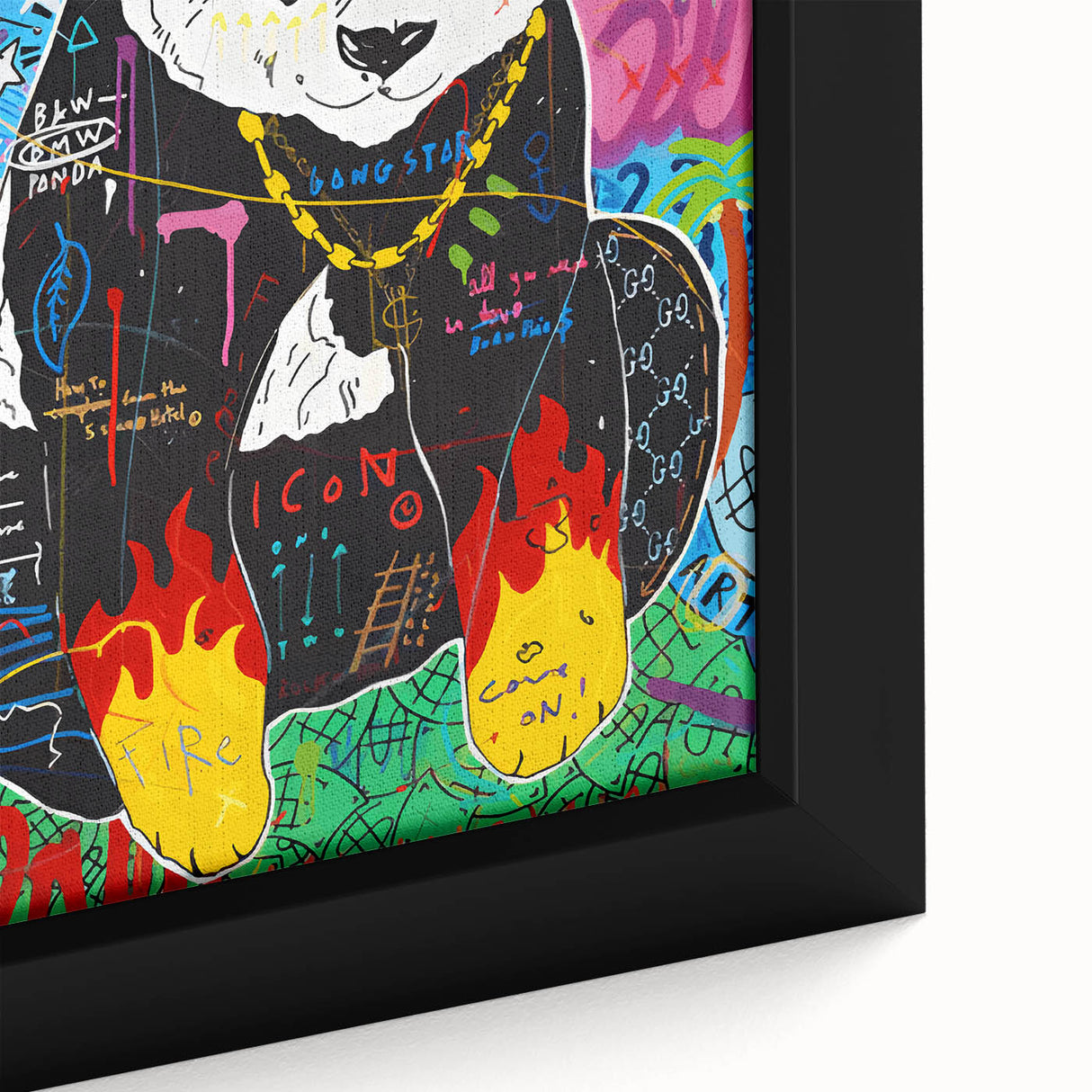 Vibrant Pop Art Wall Art – Colorful Fire Panda Canvas