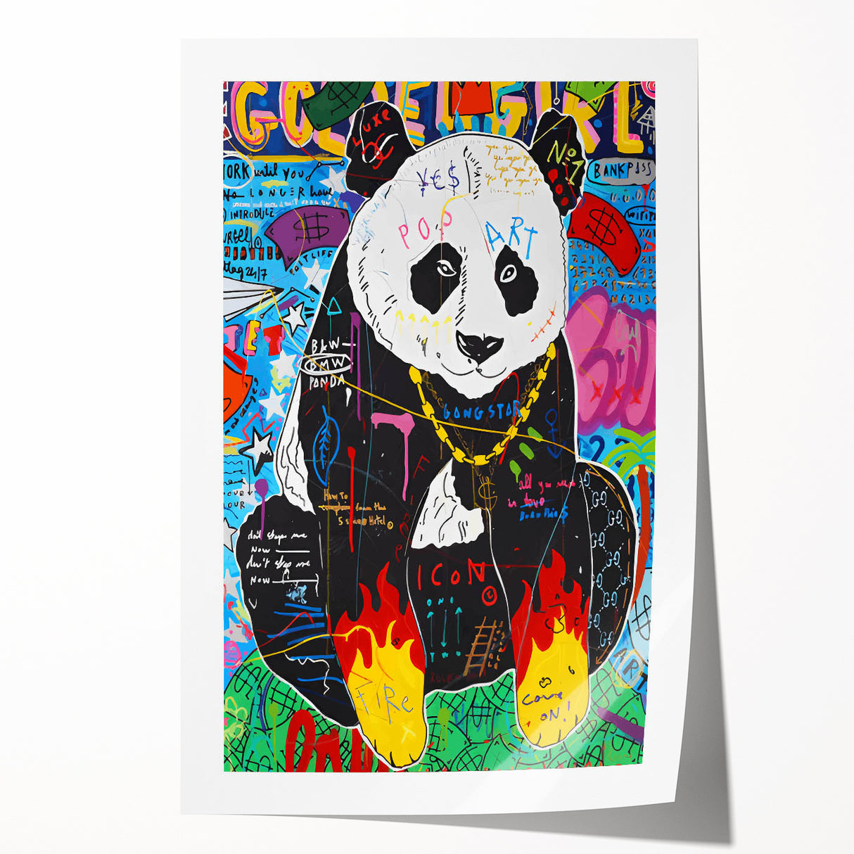 Vibrant Pop Art Wall Art – Colorful Fire Panda Canvas