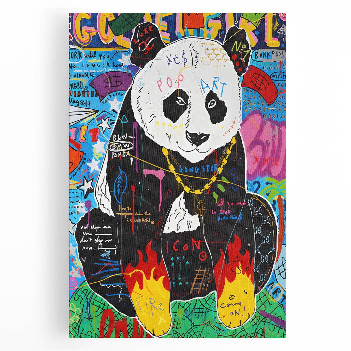 Vibrant Pop Art Wall Art – Colorful Fire Panda Canvas