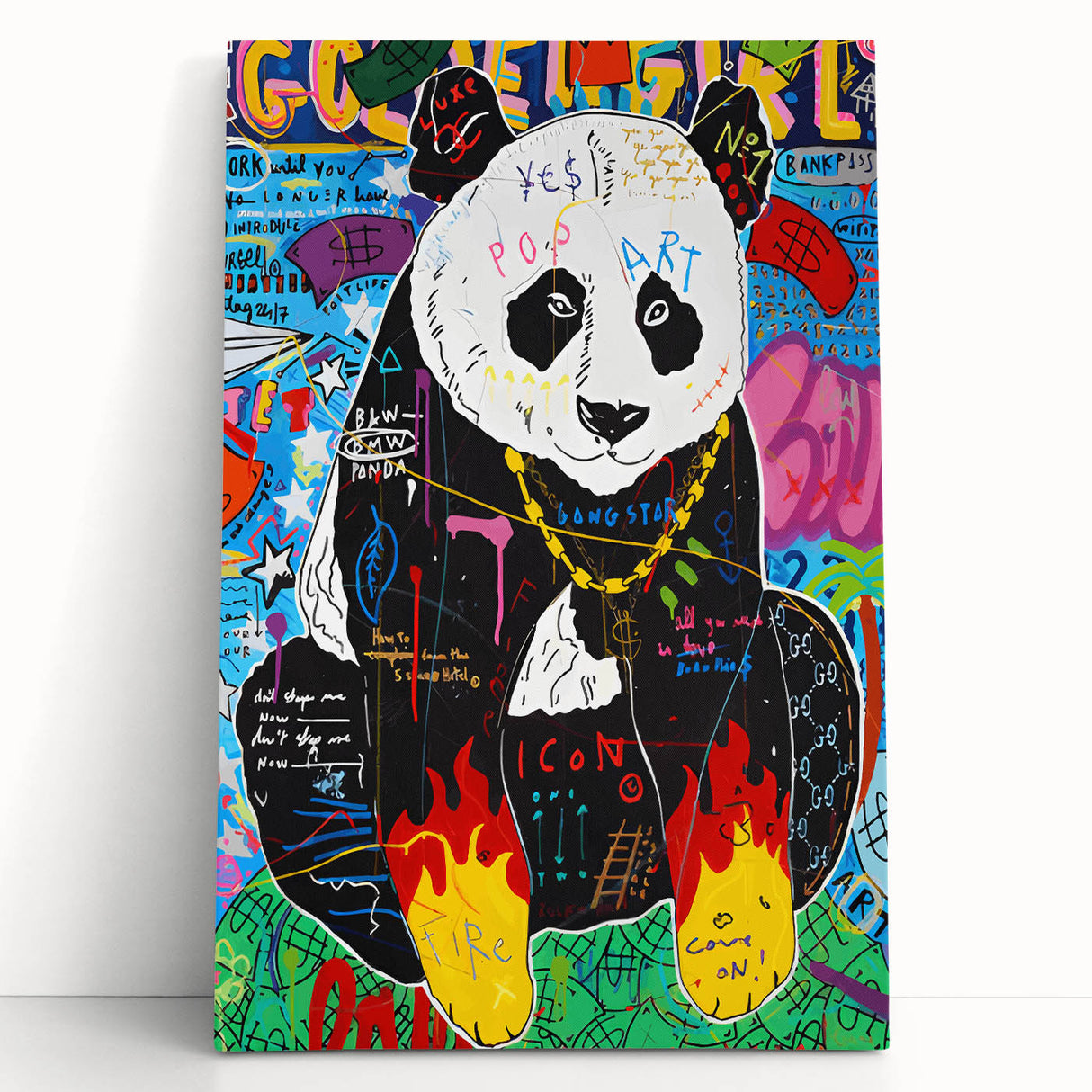 Vibrant Pop Art Wall Art – Colorful Fire Panda Canvas