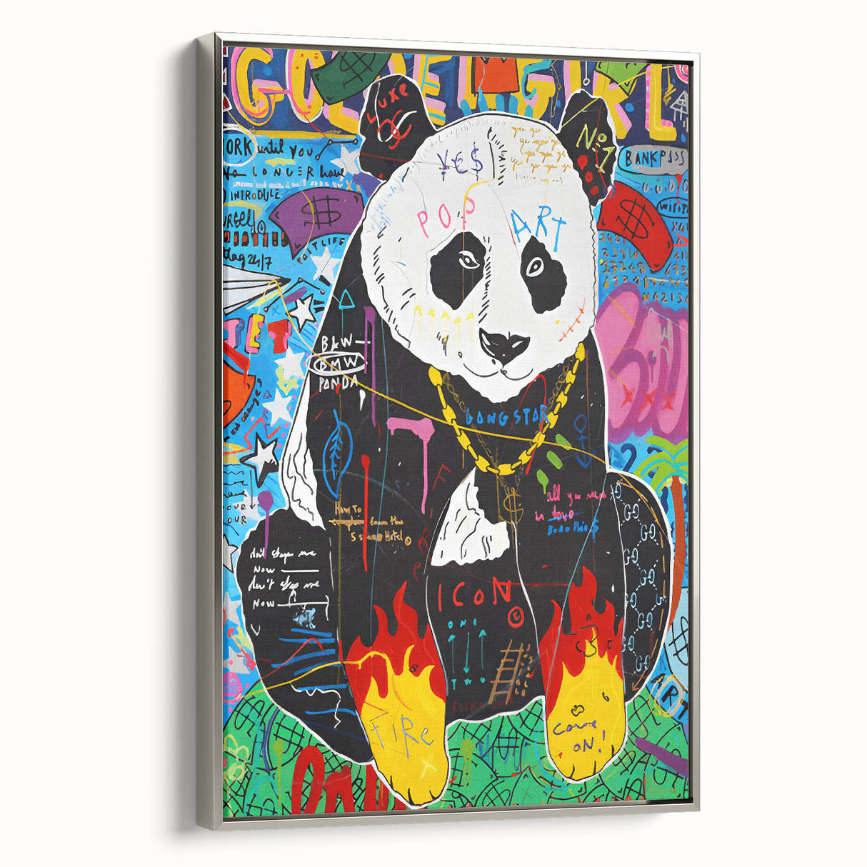 Vibrant Pop Art Wall Art – Colorful Fire Panda Canvas