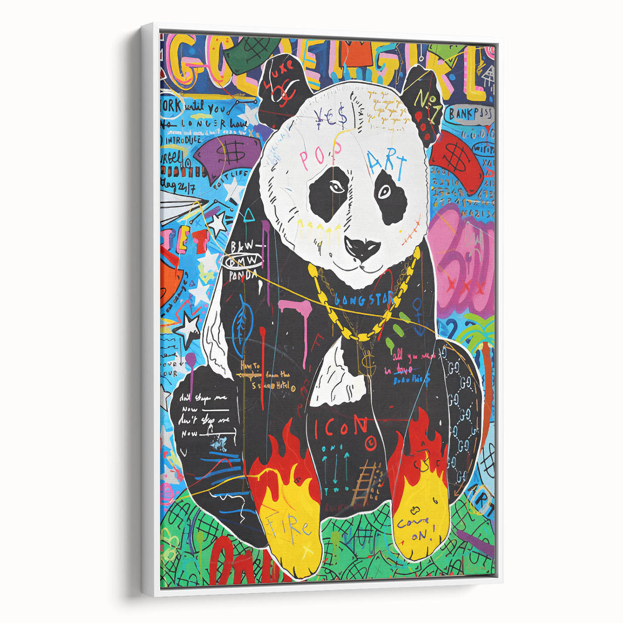 Vibrant Pop Art Wall Art – Colorful Fire Panda Canvas
