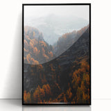 Large abstract wall art featuring autumnal colors in a mid-century modernist style on a framed acrylic.