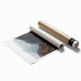 Extra large rolled print featuring a muted floral design in autumnal colors.