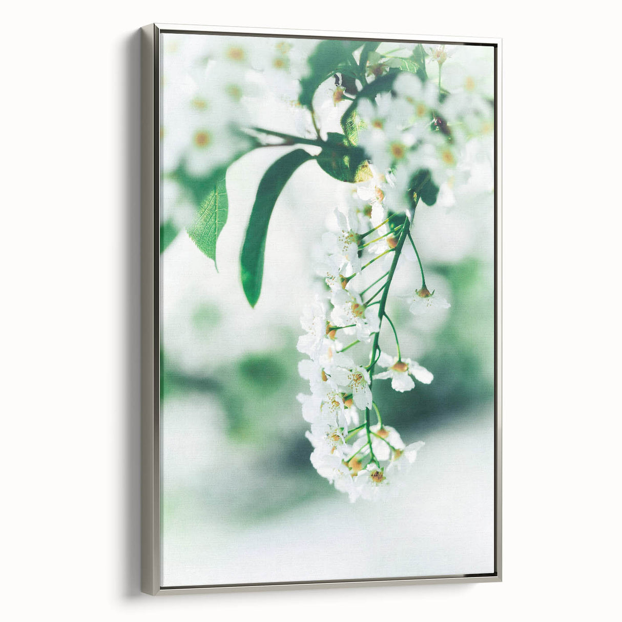 Framed canvas featuring a vintage-style landscape painting with colorful spring scenery, ideal for living room decor.