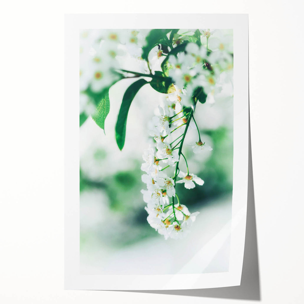 Spring floral art on rolled canvas with pink and green hues, ideal for dining room wall decor.